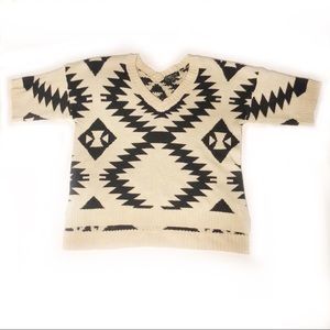 Spense Short Sleeve Knit Chevron Sweater